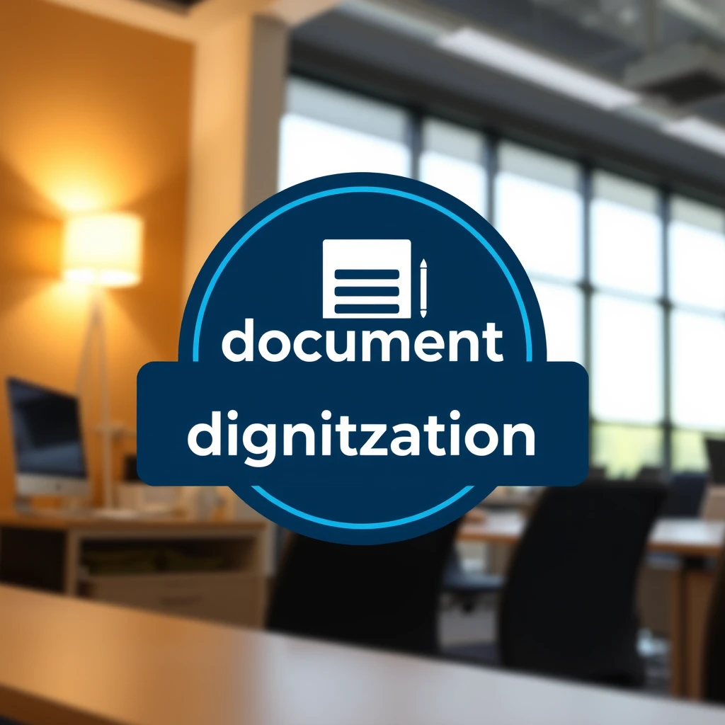 The logo of the web system "document digitization" pertains to office work aimed at transforming all paper documents into digital data.