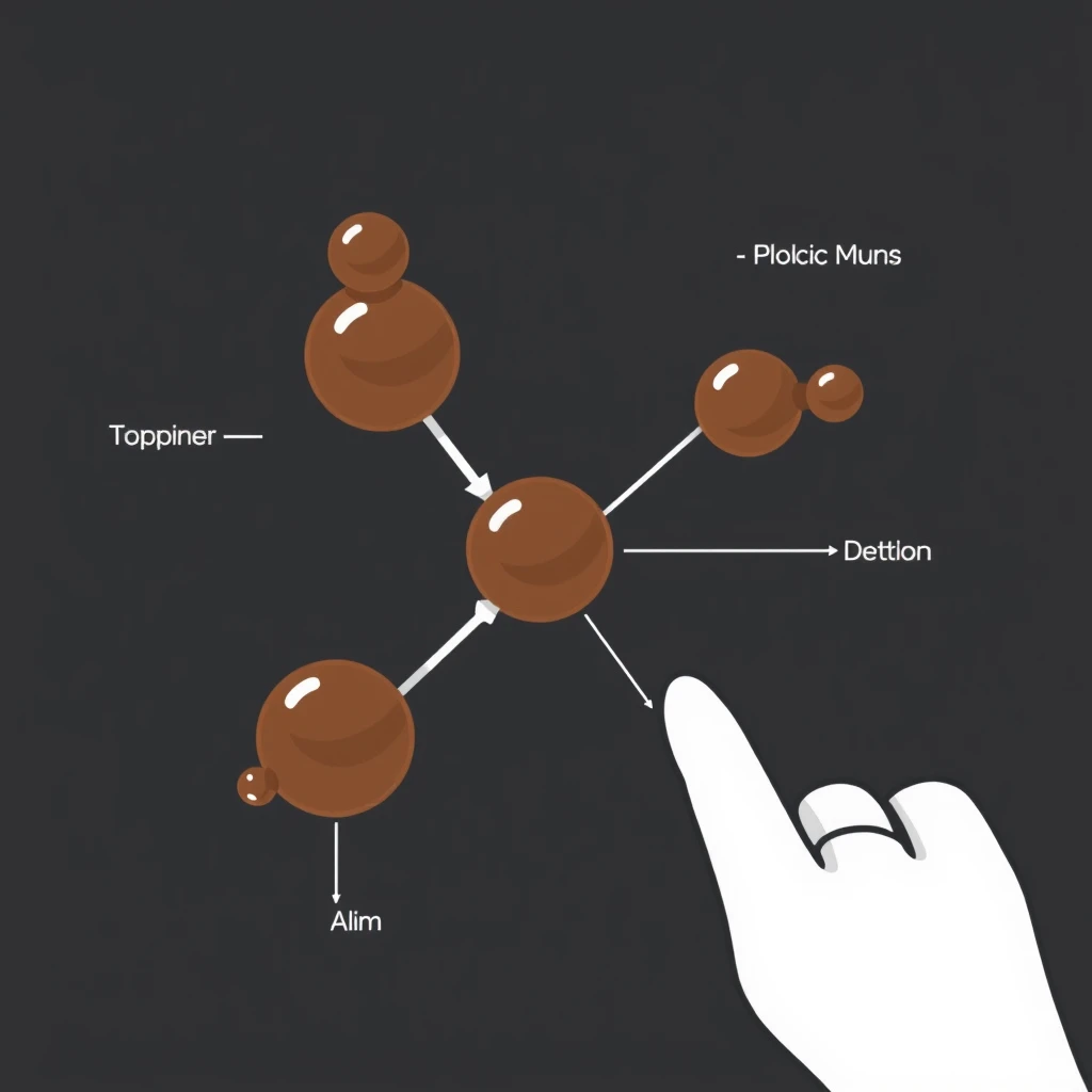 Simplified illustration technique of a chocolate molecule - Image