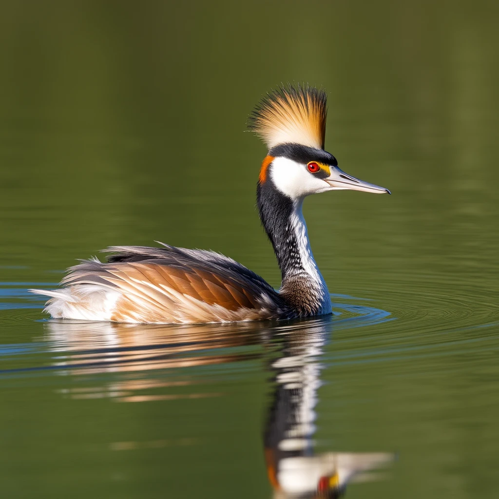 The great crested grebe (Podiceps cristatus)