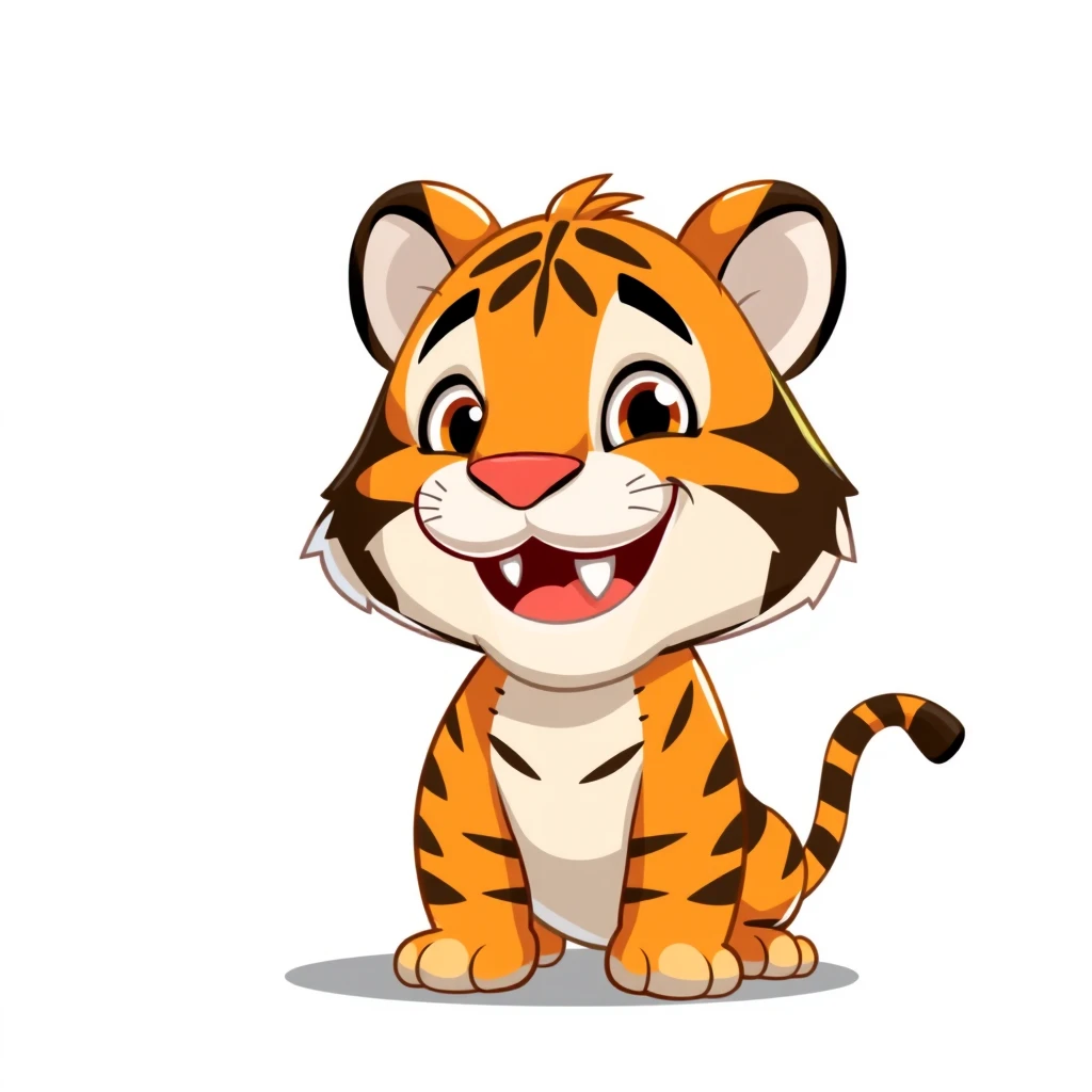 a cute tiger emote in a cartoon format giving a smile towards the viewer