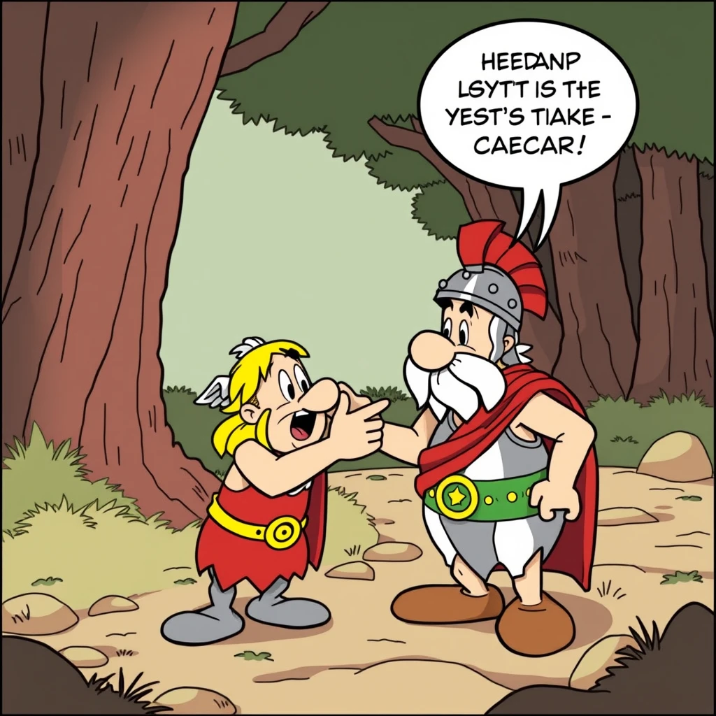 Comic: Asterix congratulates Caesar.