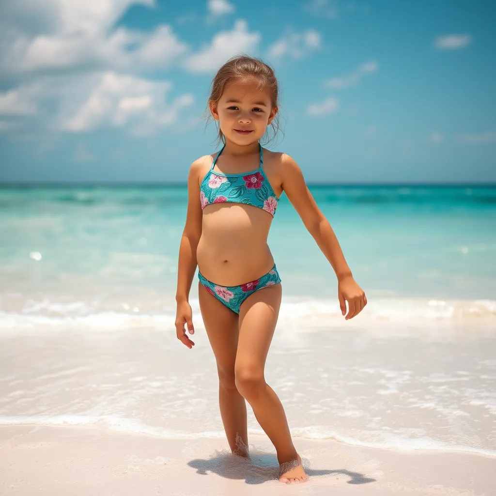 young female girl wearing swimsuit