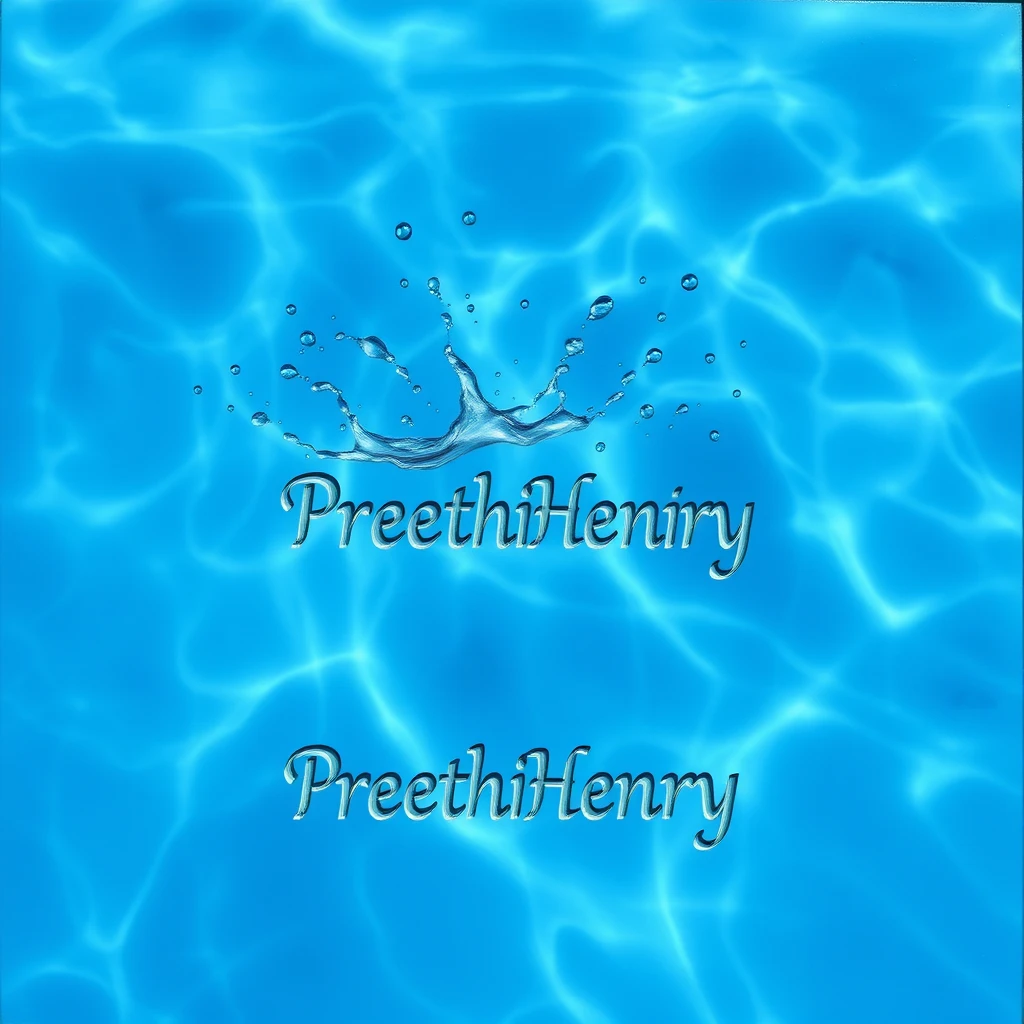 Sea blue Splash water engraved with name PreethiHenry