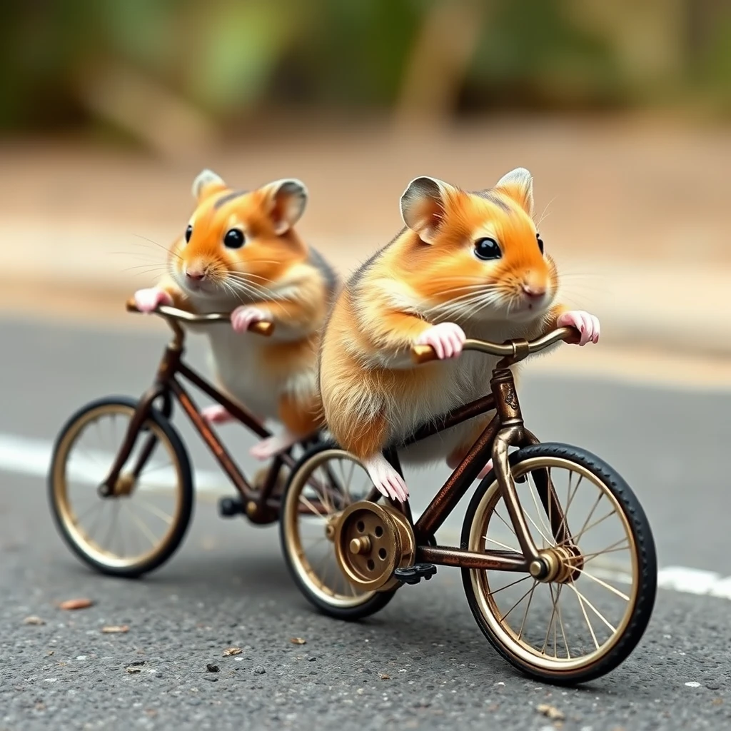 Hamsters riding bikes - Image