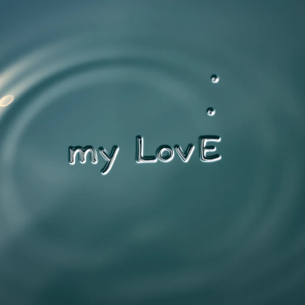 Water splash engraved with the name my LovE.