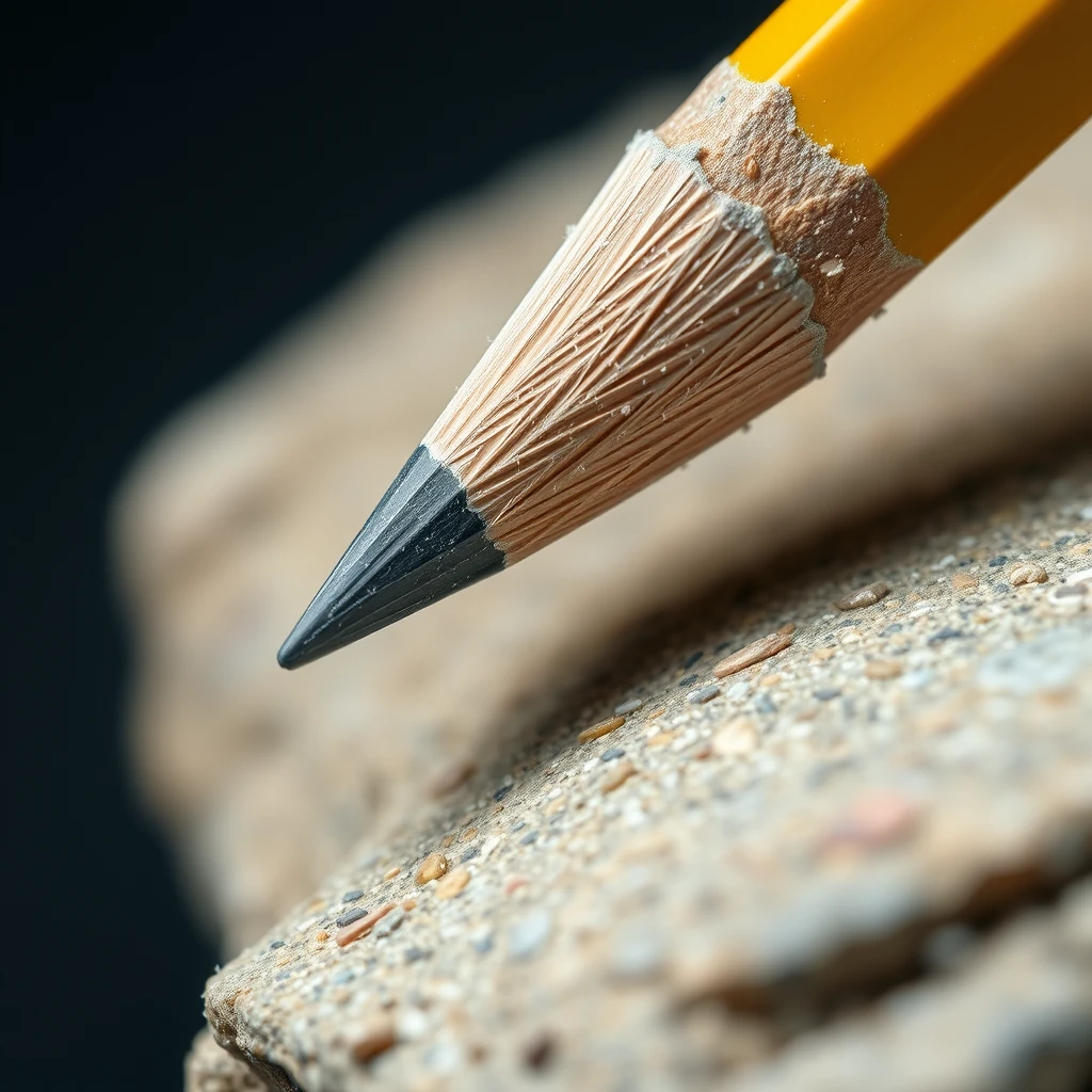 pencil eating a rock