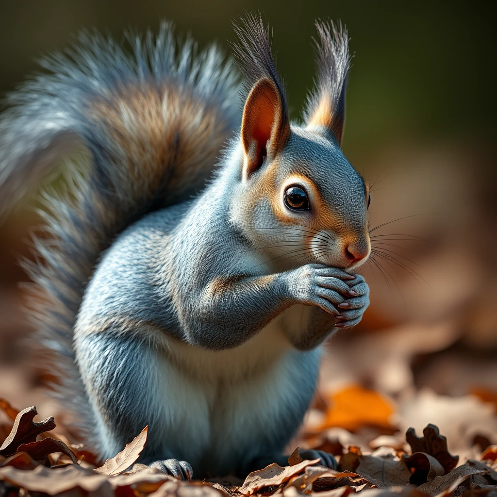 A blue squirrel. Photorealistic. - Image