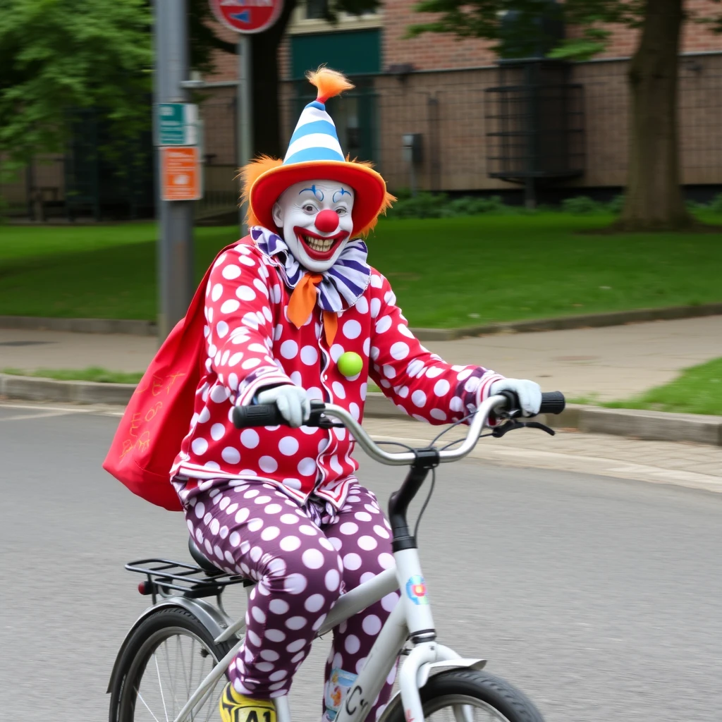 Funny clown on a bike