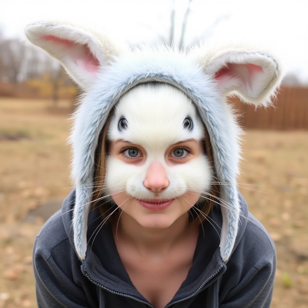 Miriam has used bunnymorphosis and is posing for the camera. - Image