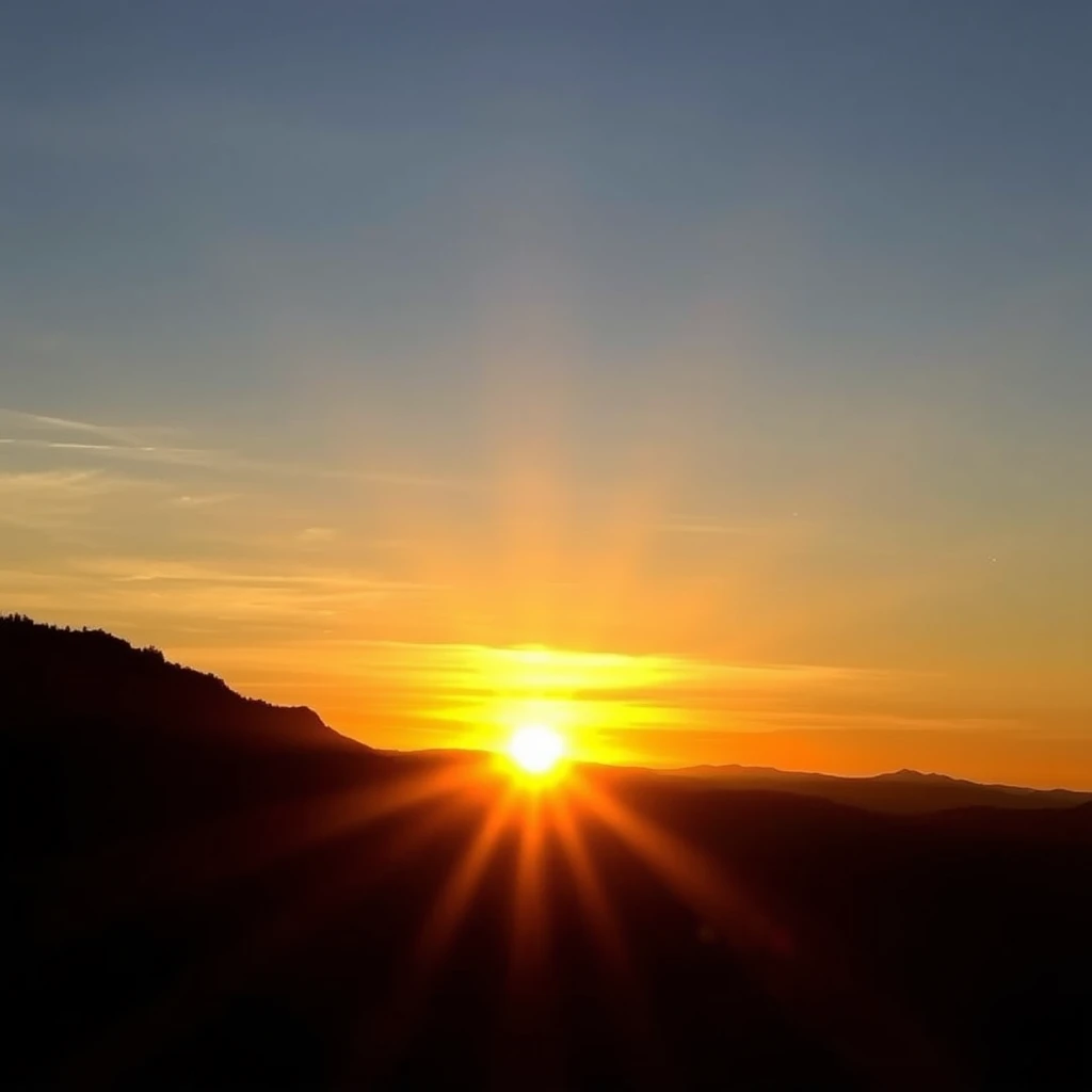 Very glorious sunrise with mountain background. - Image