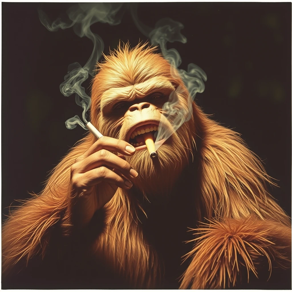 BIGFOOT SMOKING A CIGARETTE