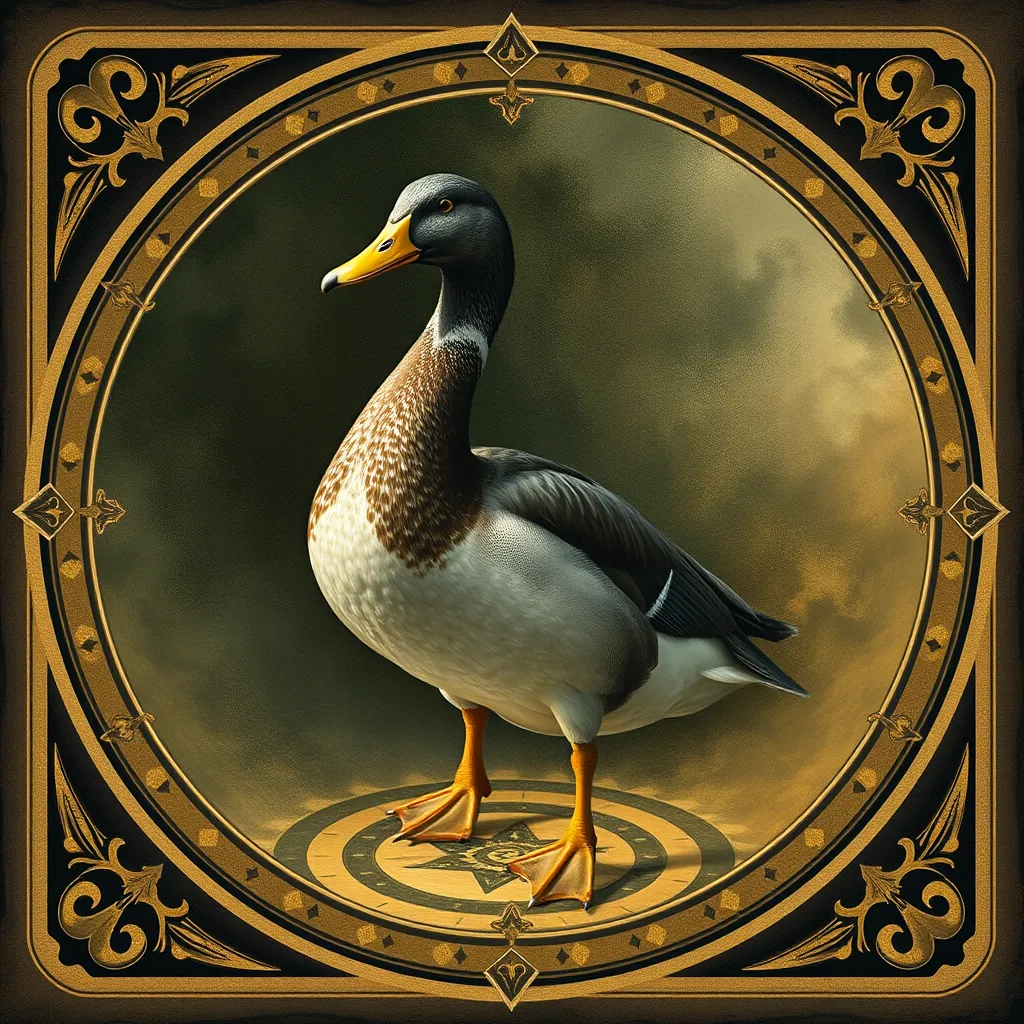 duck standing within a ritual magic circle - Image