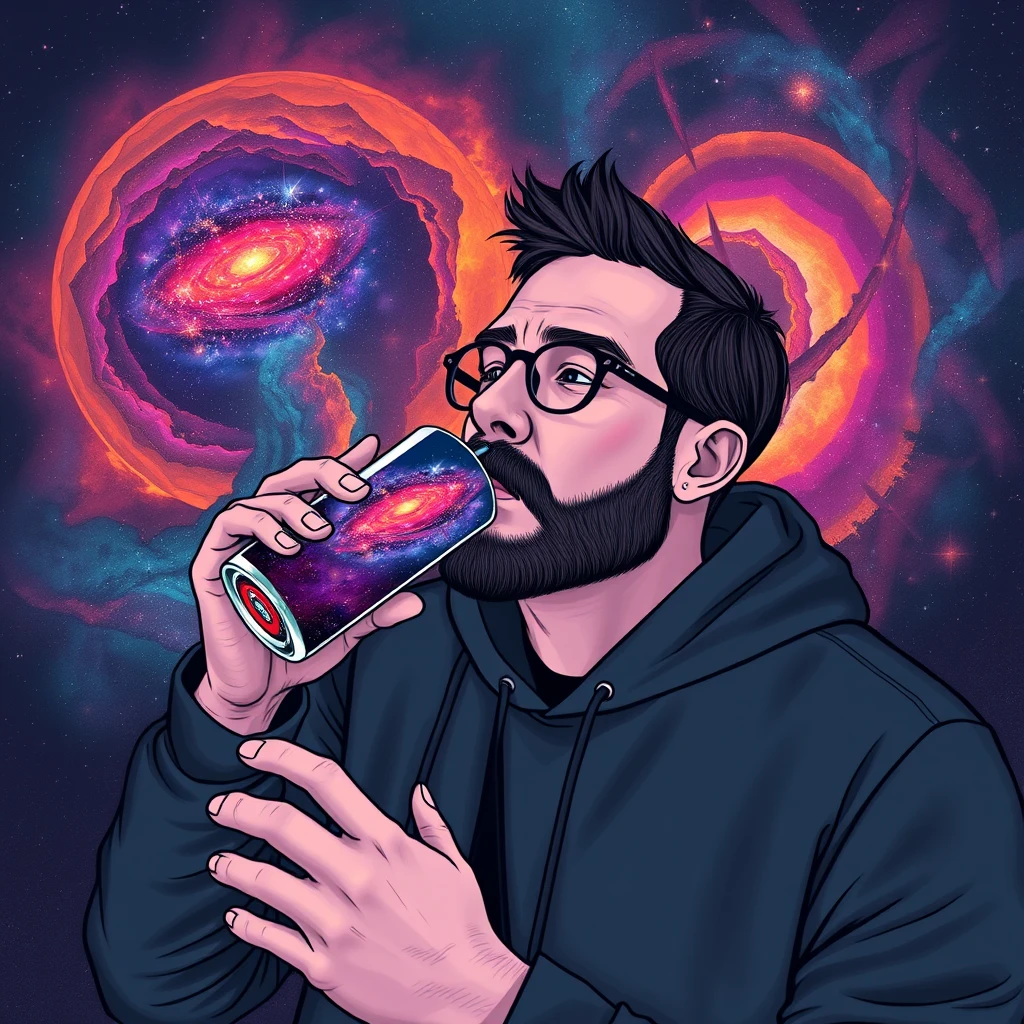 A guy sipping a galaxy