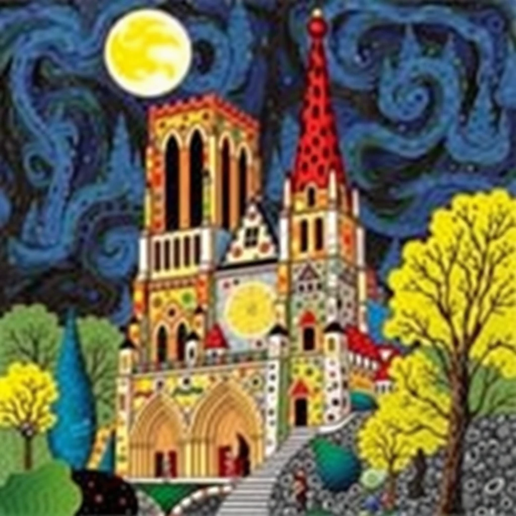 'in the style of Hundertwasser: Notre Dame'