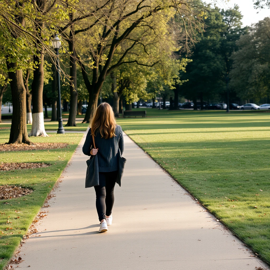 woman walking in park - Image