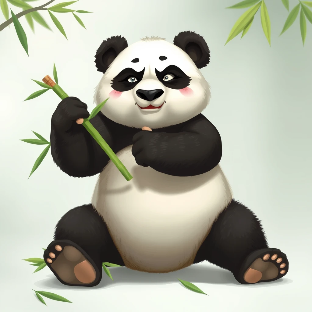 Kung Fu Panda eats bamboo. - Image