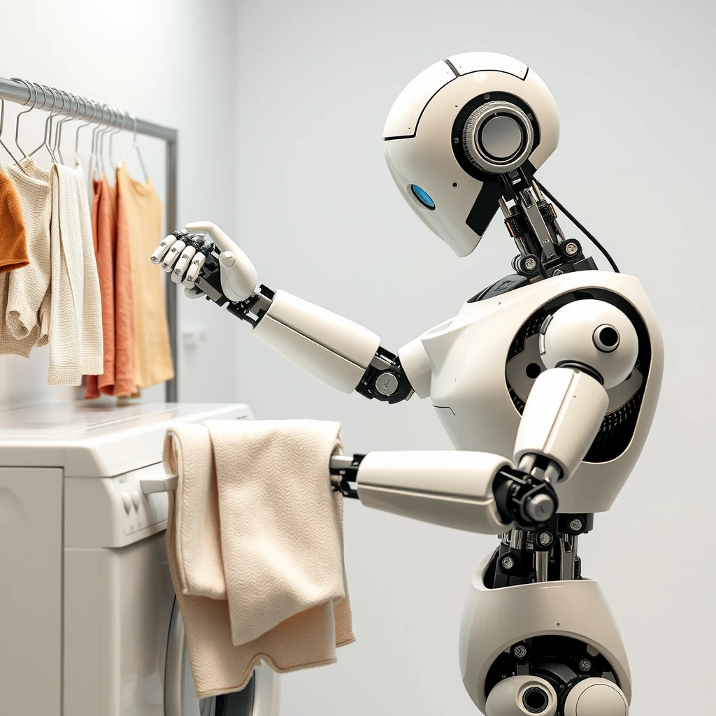 a robot arm folding laundry