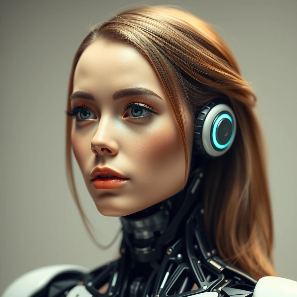 "A bionic robot, designed with a female form, is indistinguishable from a human in appearance and is very attractive."