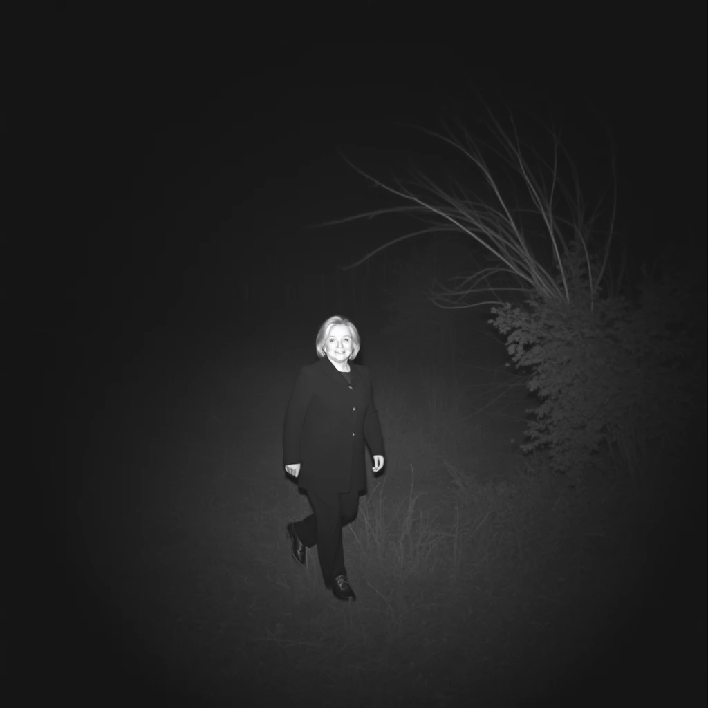 Hillary Clinton scary night vision trail cam sighting. - Image