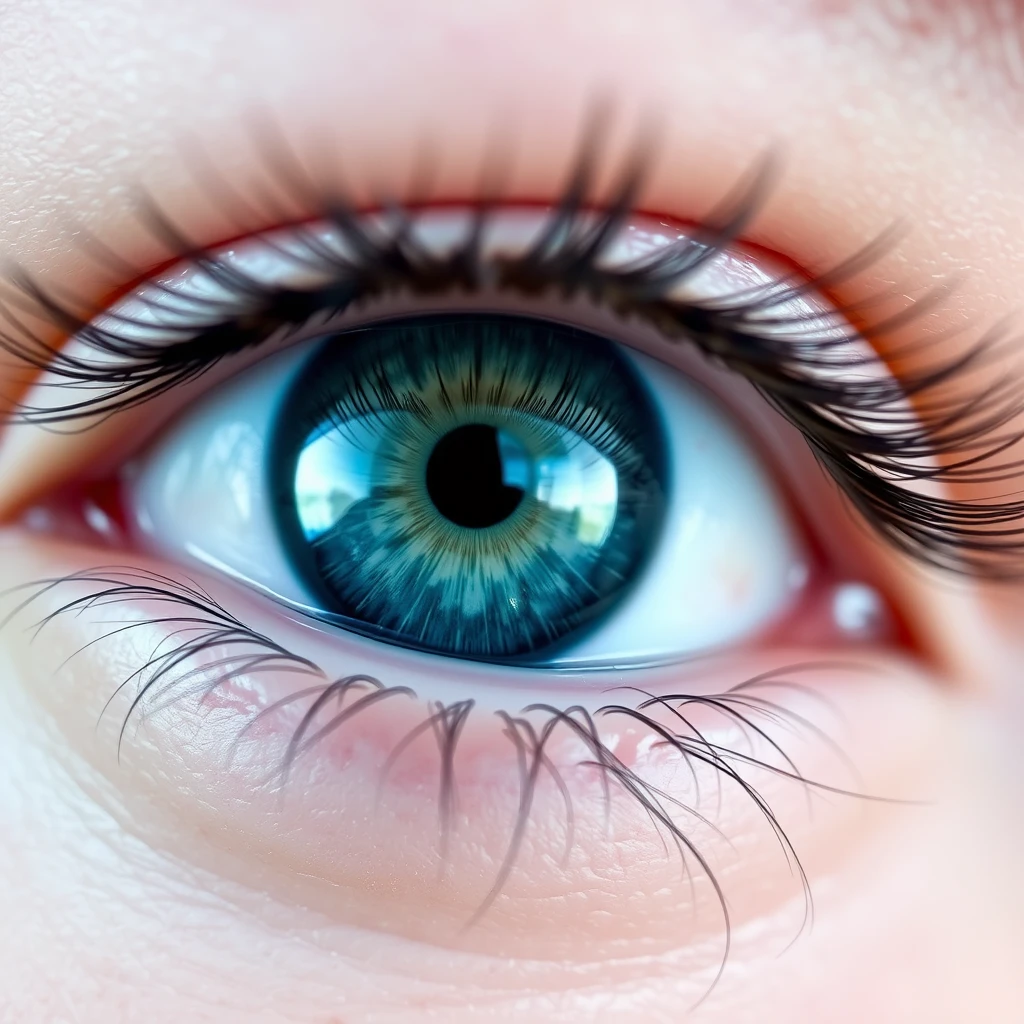 Close-up of an eye with blue color, intricate detail. - Image