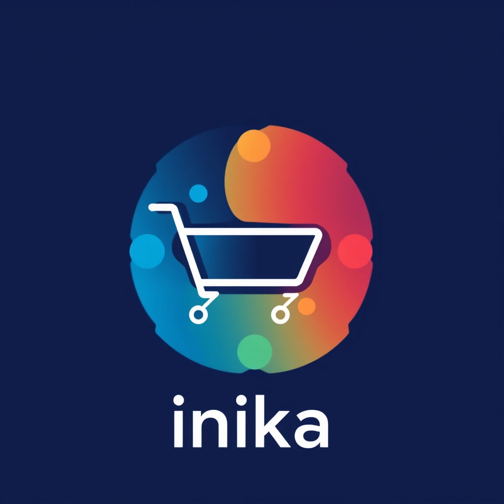 A sleek, modern logo for an AI-based e-commerce platform called Inika where brands can make their e-commerce platforms.