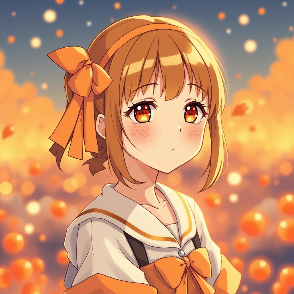 Cute anime girl, orange theme