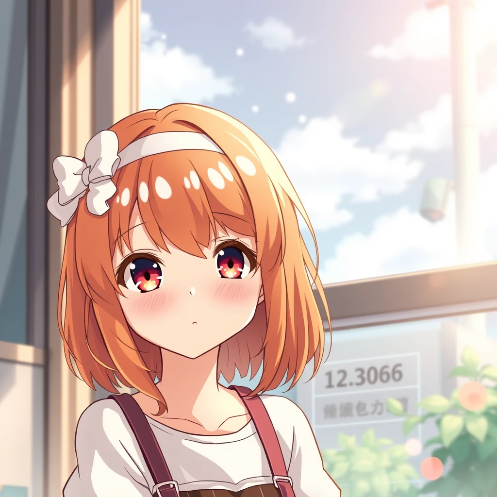 Cute anime girl, orange hair - Image