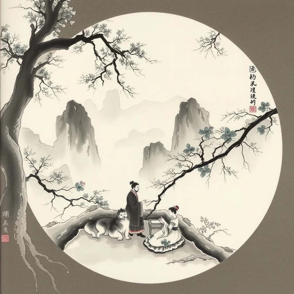 Sitting in Jiangshan, Chinese ink painting