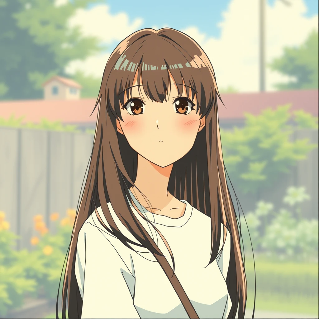 A girl with long straight hair in 80’s anime vintage style - Image