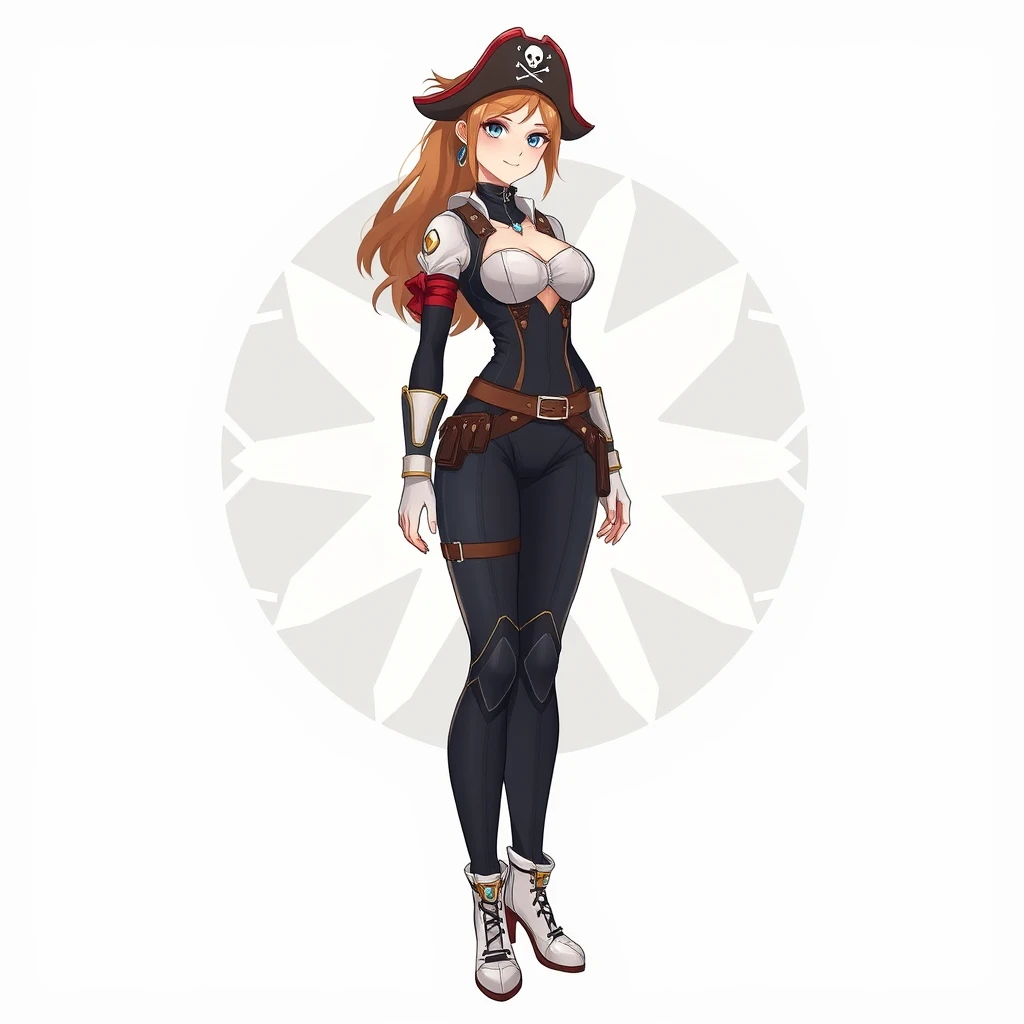 character sheet, front-view, side-view, Beautiful space bodysuit, Beautiful space female pirate, Illustrations - Image