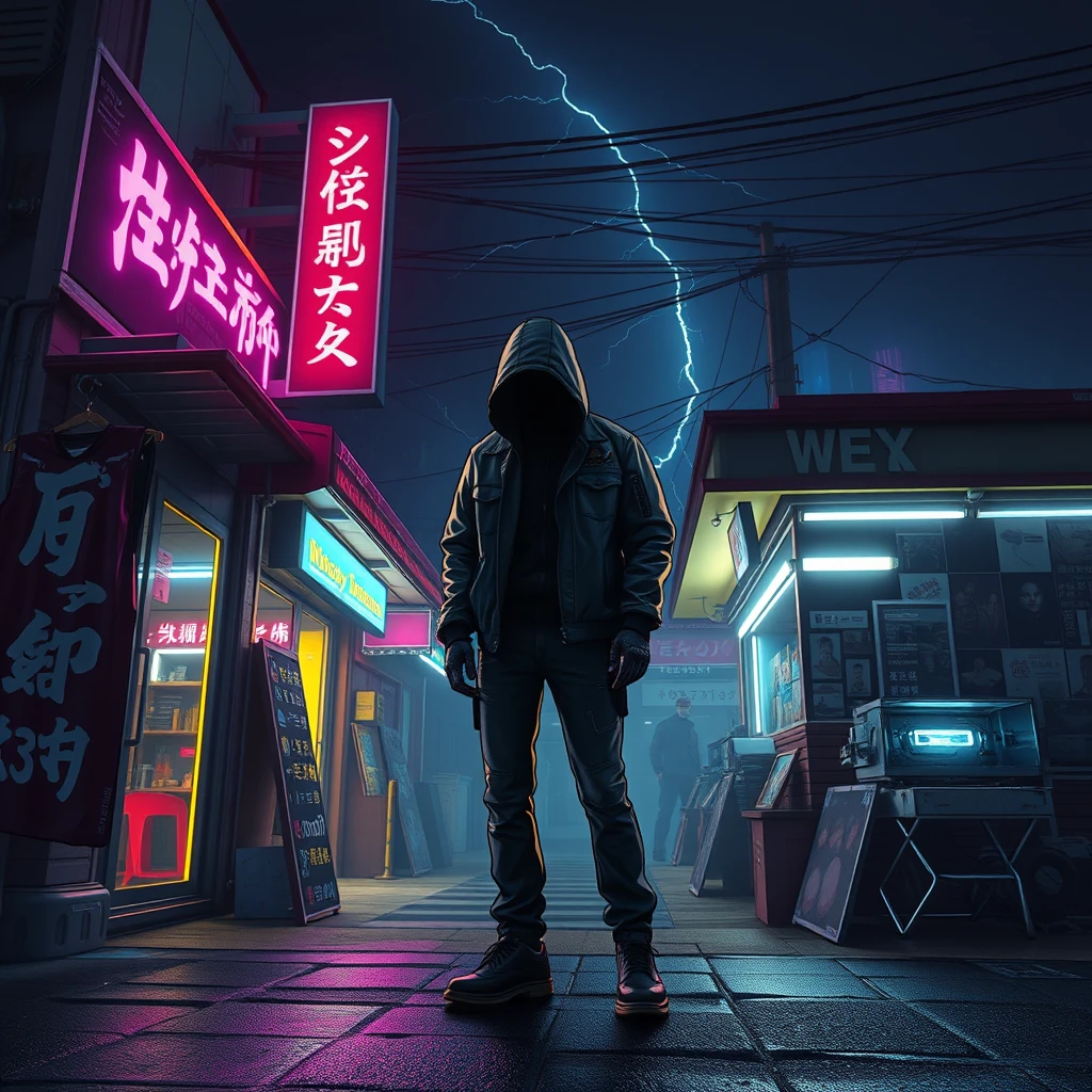 wear shop, cyberpunk, nobody, lightning - Image