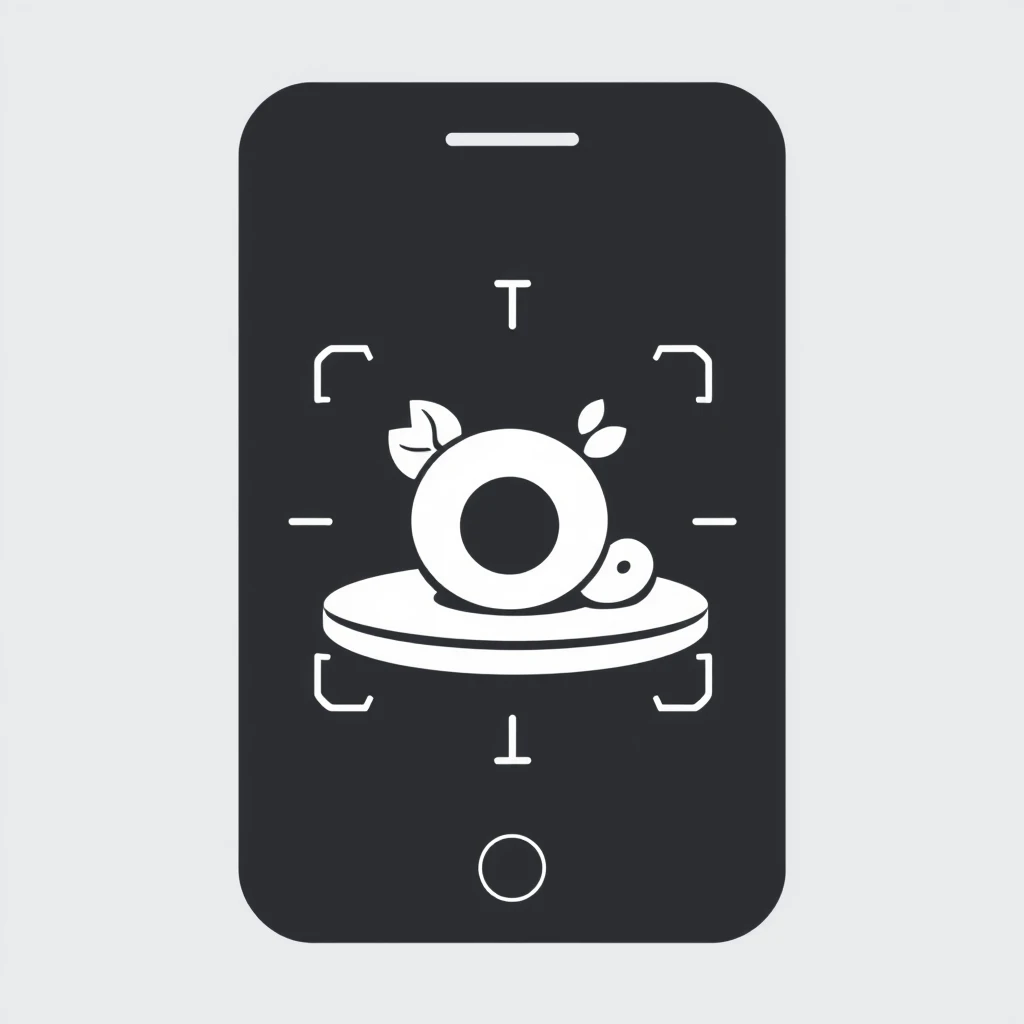 A simplistic icon for an app that scans food. High quality vector image, simplistic.