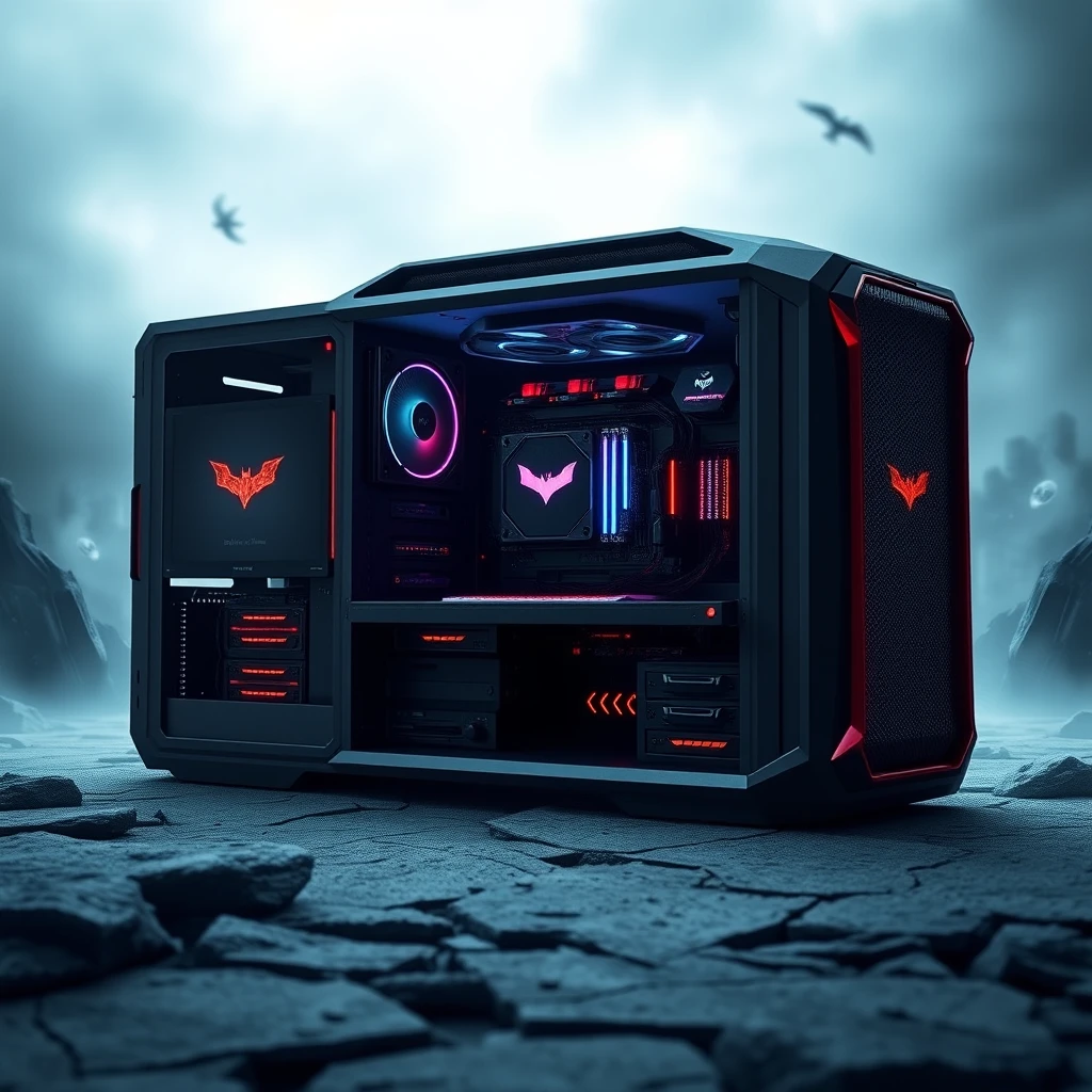 Can you show me a picture of a super-high end gaming PC? Think of the type of PC that Bruce Wayne would have. Billion-dollar budget. - Image