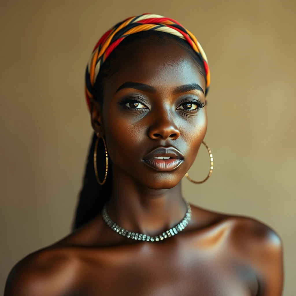 Extremely beautiful Black woman, magazine cover photography