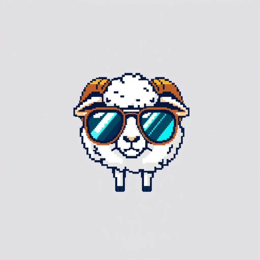 Pixel style sunglasses with white sheep logo style