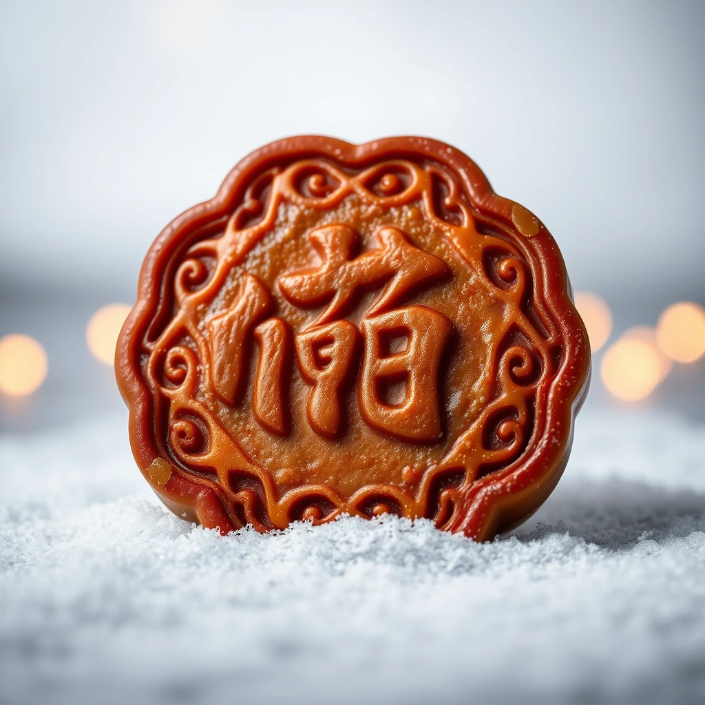 a mooncake with the Chinese character "福" on it - Image