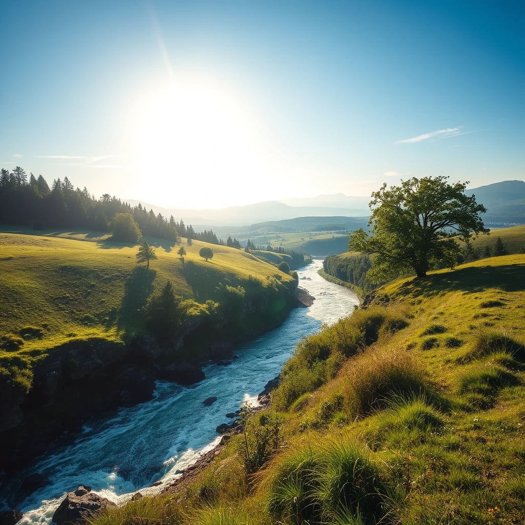 summer, countryside, wind, river, green, tree - Image