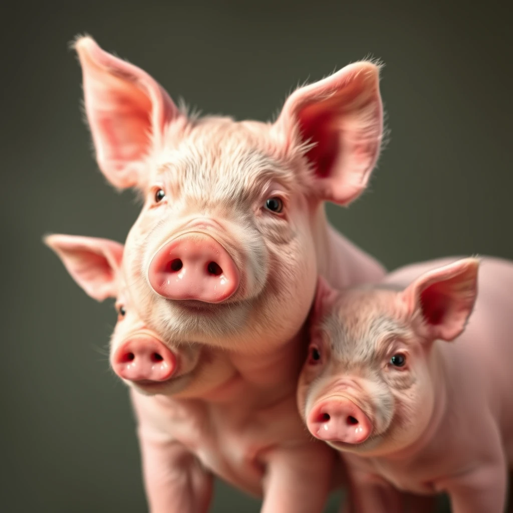 three pink pig - Image