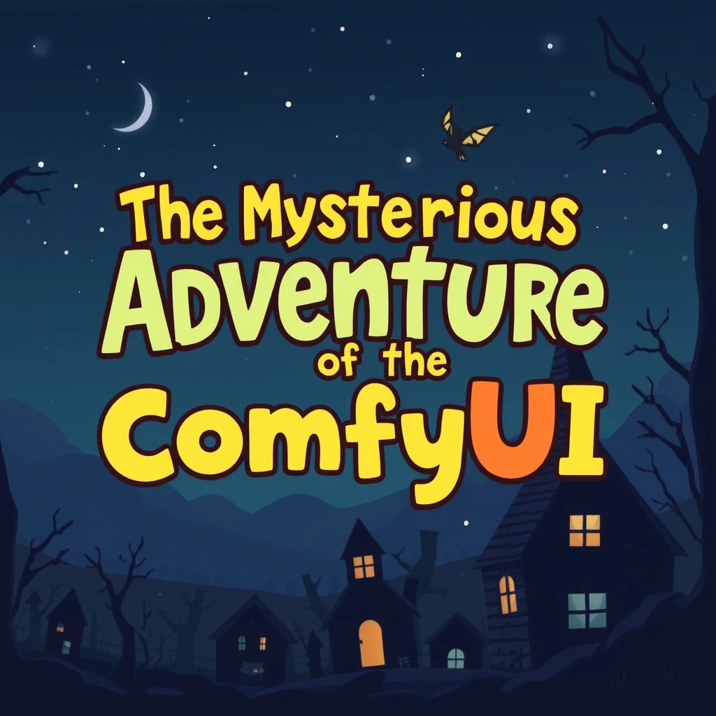 Title: Display the title "The Mysterious Adventure of the ComfyUI" in bold and playful text at the top or center of the poster.