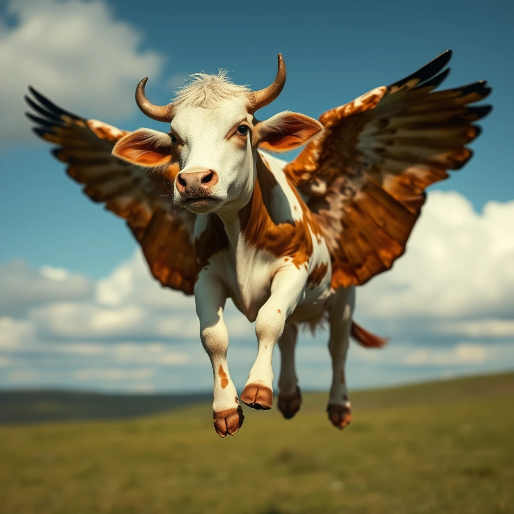 "A flying sky cow person." - Image