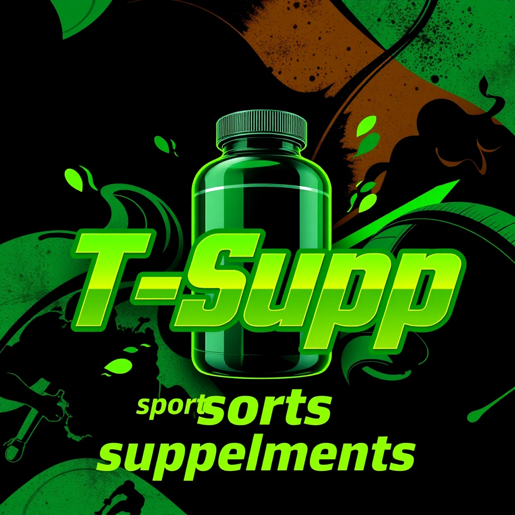 Create a digital image of an Instagram page that sells sports supplements with a stylized and abstract style. The image should have a modern and dynamic design, with curved lines and details that suggest movement and energy. Use green and complementary colors (such as orange and blue) for the style design and surrounding elements.

Text:

Below the bottle, include the text “T-Supp” in a sporty font that has a metallic and robust appearance. Add the slogan “sports supplements” below the name in a complementary font that is readable and modern.

Background:

The background should be interesting and complementary to the main design, using realistic textures that add depth. It may include abstract elements that reinforce the sports theme, such as silhouettes of athletes or geometric patterns.

Additional Details:

Ensure that the image has a hyper-realistic look, with shadows and reflections that give a sense of three-dimensionality. Incorporate realistic textures in the bottle and the background to give it a stylized and detailed appearance.