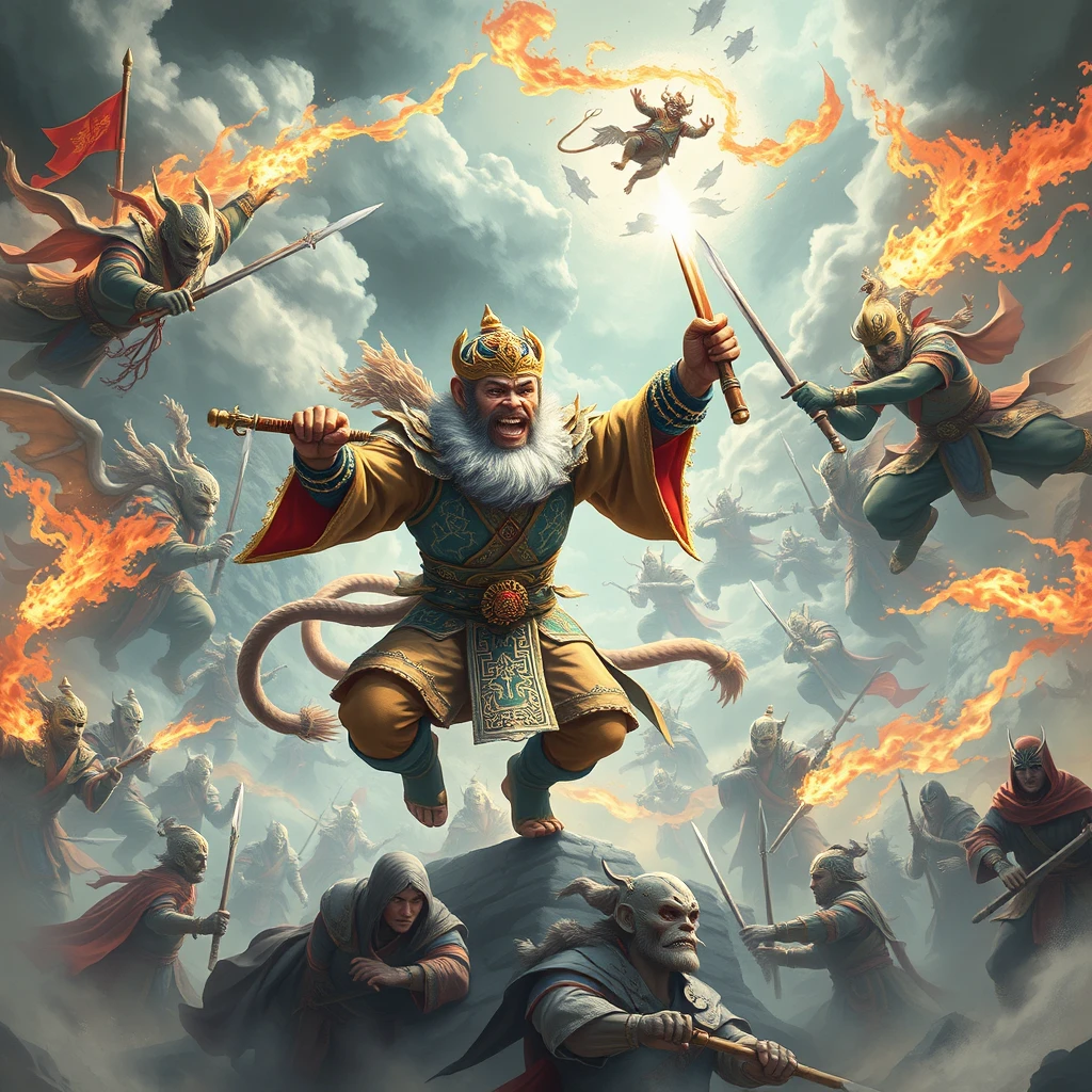 The Monkey King fights 100,000 heavenly soldiers and heavenly generals - Image