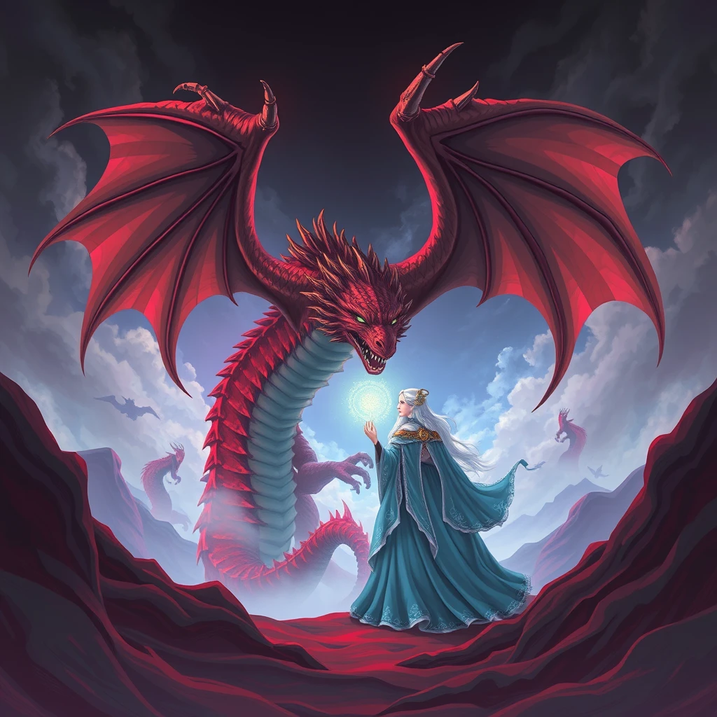 "The most epic image, featuring a dragon and a queen."