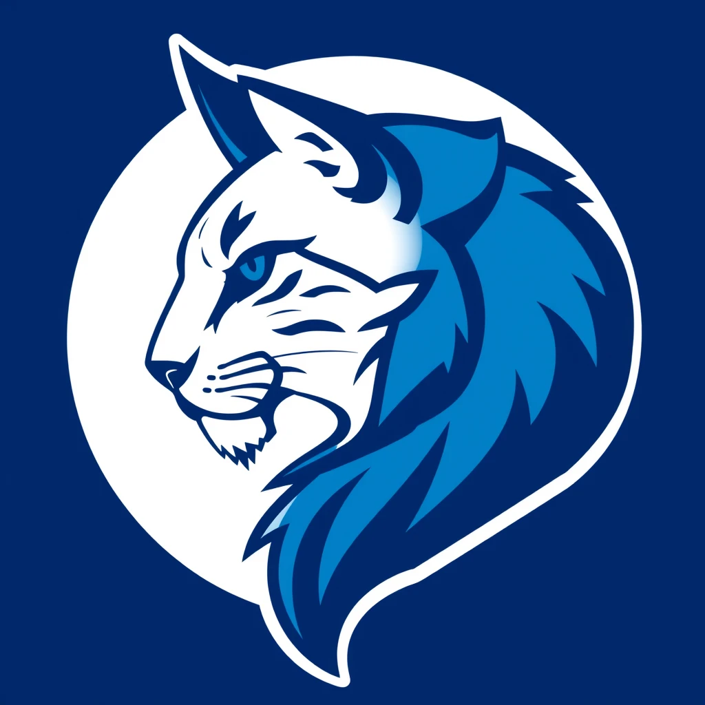 Side profile of a Lynx logo, outline style logo, blue theme. - Image