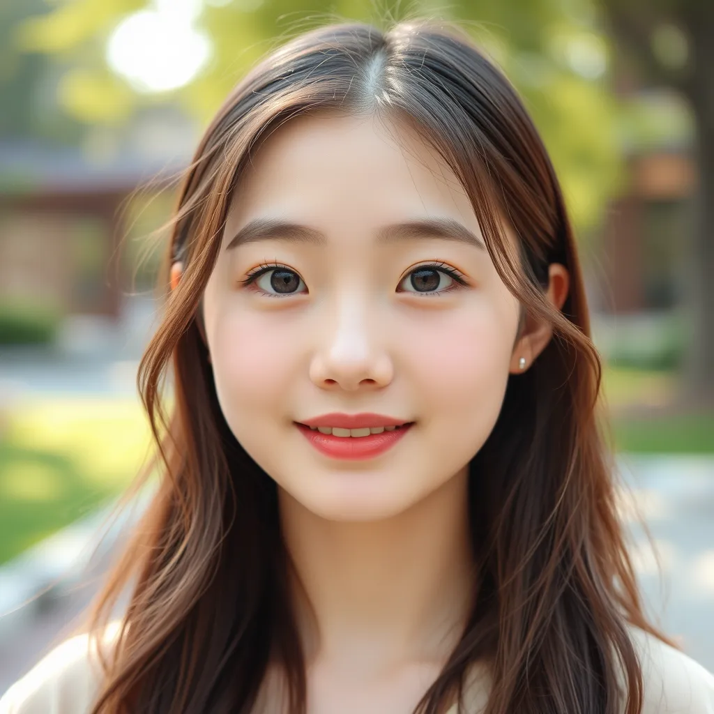 A girl, pretty beautiful, round face, Chinese, 18 years old, college student, summer.