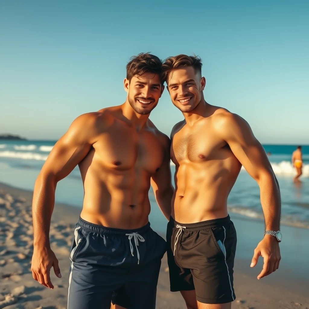 Handsome hunks on the beach