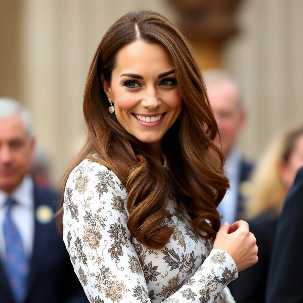 Kate Middleton looking at the camera and smiling seductively. - Image