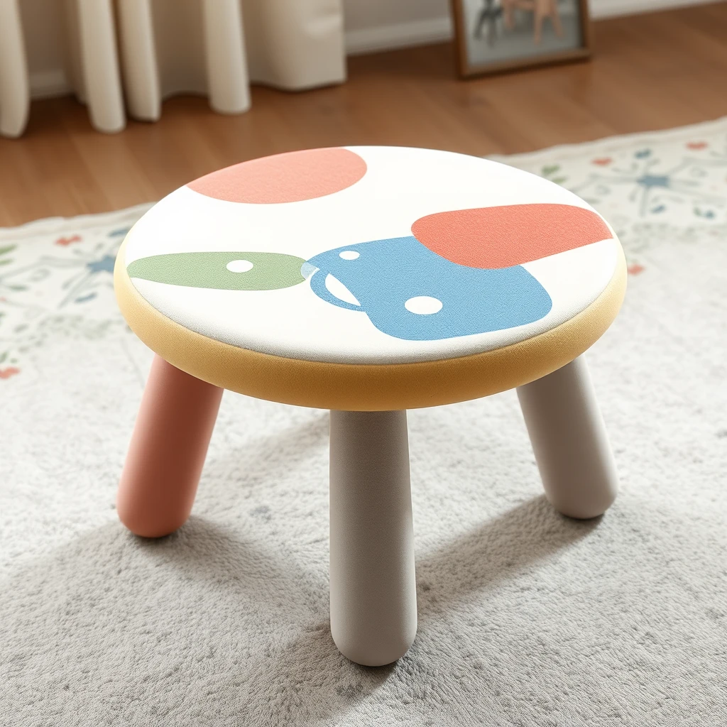 a playful and soft padded multicolor table, small table, padding table