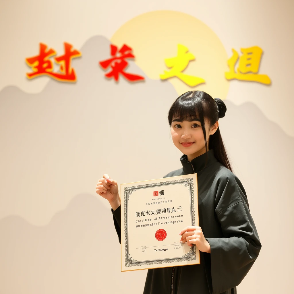 Certificate of Perseverance, awarded to: Yu Chengyu.