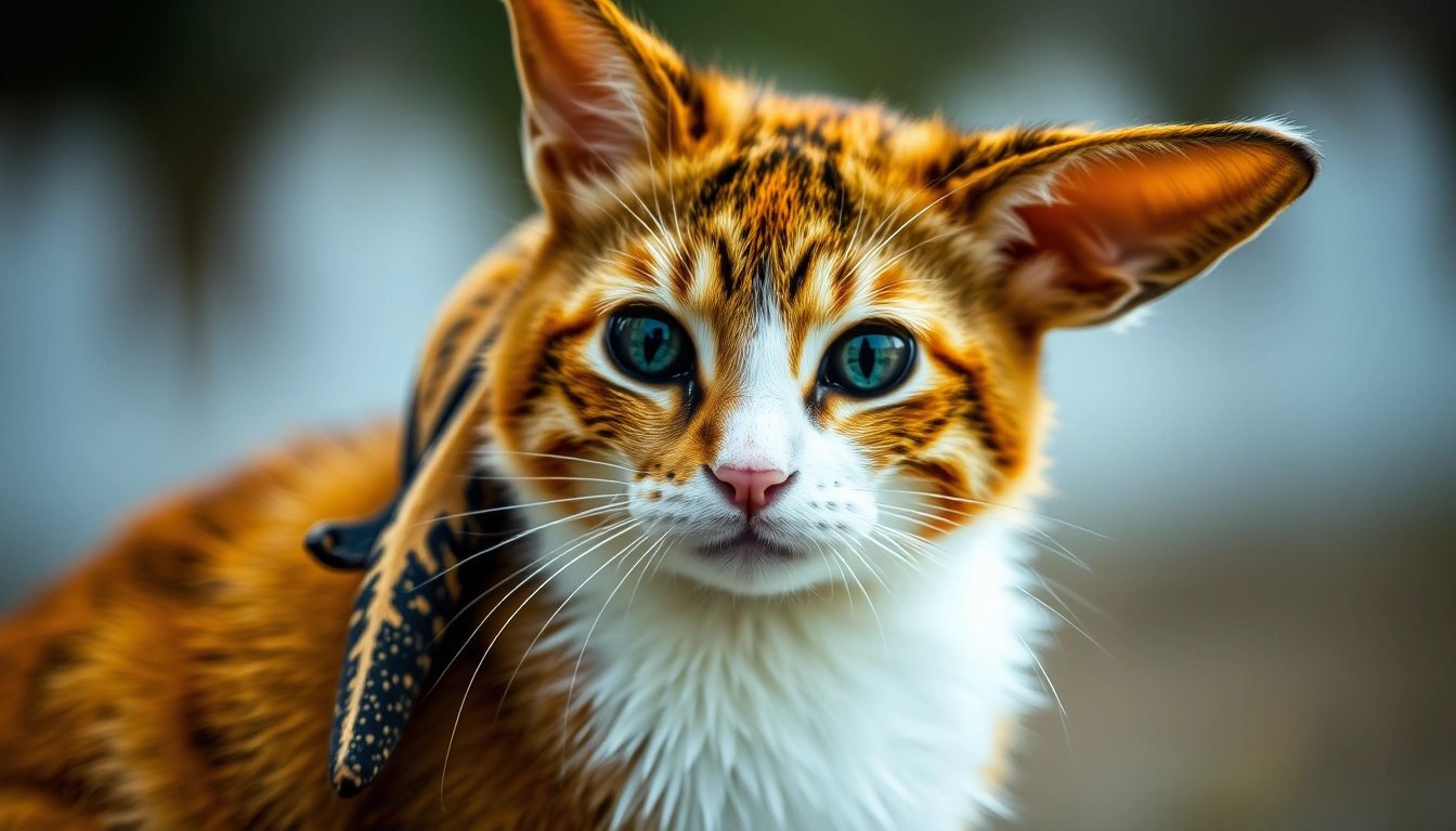 An animal with the head of a cat and the body of a rabbit. - Image